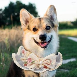 Ropa para perros elegante toalla de saliva mascota toque suave gato de encaje de encaje bibromio bordado cachorro unisex para perros pequeños