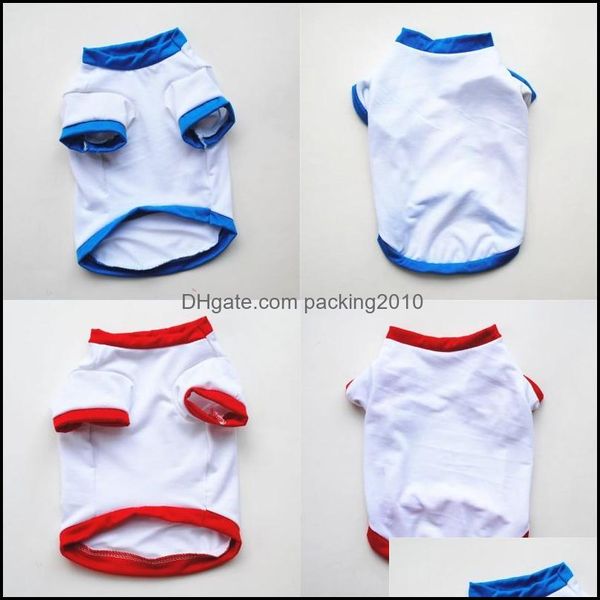 Vêtements pour chiens Sublimation Blanks Solid White T Shirts 2 Couleur Rouge Bleu Pet Supplies Vêtements Chiot Petit Chien Vêtements Printemps Été Un Dhnjk