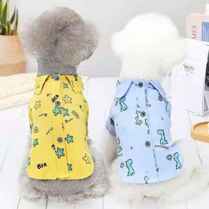 Vêtements pour chiens été et automne vêtements minces bouton arrière dessin animé pour petit moyen chat chemise Teddy poméranien Chihuahua gilet