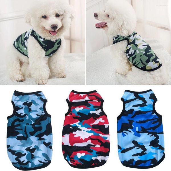 Vêtements pour chiens, gilet de camouflage d'été, protection solaire confortable, vêtements pour chiots, petits chiens, t-shirt simple, classique et mignon pour animaux de compagnie