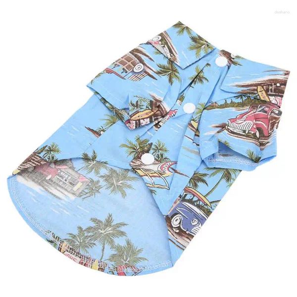 Camisa de campamento de verano de ropa para perros algodón de moda algodón transpirable suave y fría mascota hawaiana acogedora para gato