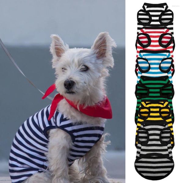 Vêtements pour chiens vêtements de chat d'été Coton Viete à rayures Vêtements T-shirt pour animaux de compagnie