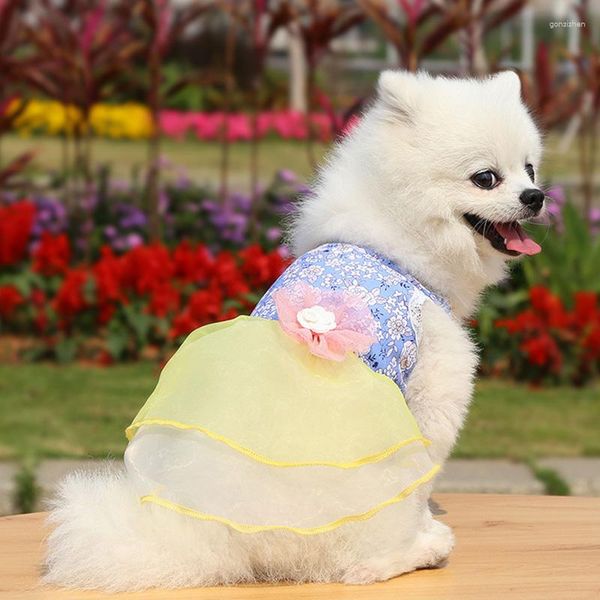 Chien Vêtements D'été Chat Pet Tulle Jupe Floral Princesse Robe Chiot Bretelles Beau Motif Dentelle Vêtements De Mariage Vêtements