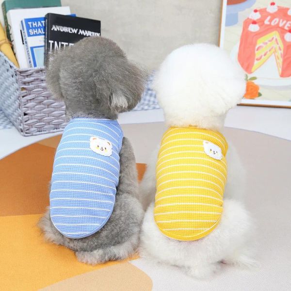 Vêtements pour chiens vêtements d'été pour petits chiens moyens chiens respirants coton ours de chiot rayé