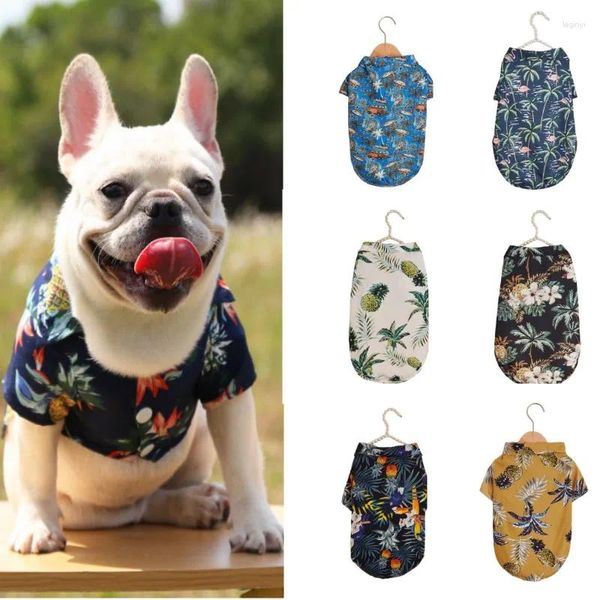 Ropa para perros Ropa de verano Estilo de playa hawaiano Cachorro Gato Camisa Manga corta Árbol de coco Impresión Accesorios para mascotas Tamaño Max 5XL