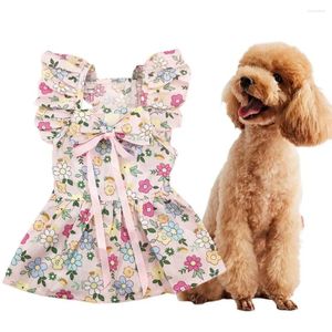 Vêtements pour chiens Été Mignon Vêtements pour animaux de compagnie Rose Plaid Rose Bubble Jupe Dentelle Courte Princesse Robe Pour Petit et Moyen Bichon Yorkshire