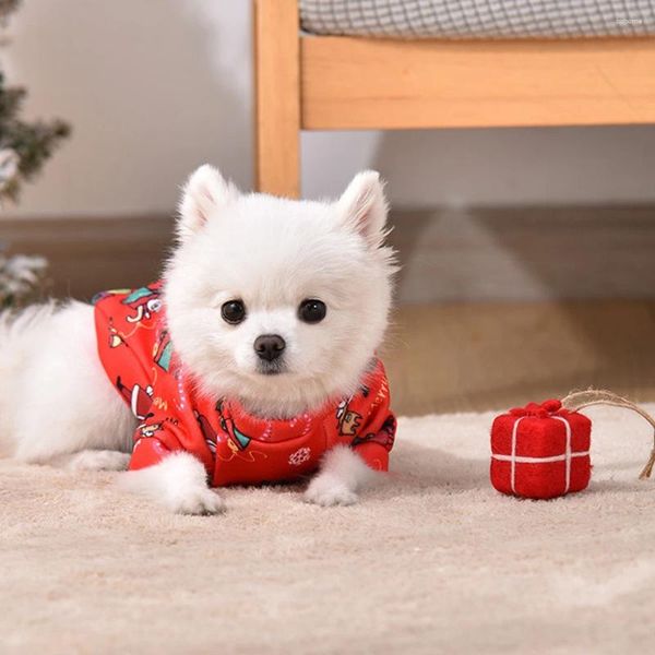 Robe d'été de vêtements pour chiens confortable jolie résistance à l'usure douce vêtements imprimés de Père Noël pour petits chiens festives vêtements de compagnie chauds uniques