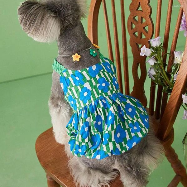 Ropa para perros Vestido de verano Patrón de flores Transpirable Cachorro Suspender Falda Adorable Ocio Streetwear Perros Floral Suministros para mascotas