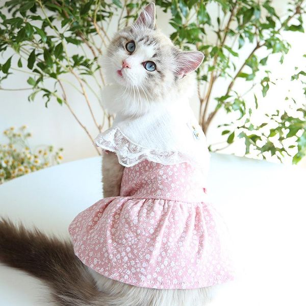 Vêtements pour chiens robe d'été petite princesse florale chat pour chiens jupe robes de mariée pour animaux de compagnie filles York vêtements DressDog