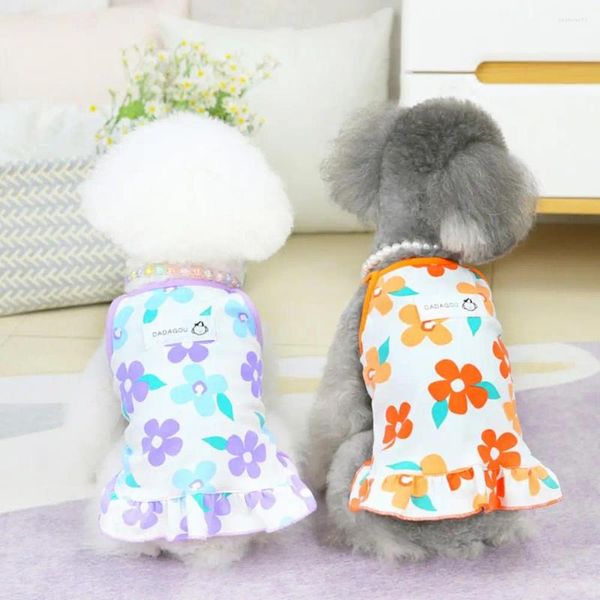 Vêtements pour chiens robes d'été motif de fleur motif à deux pattes jupe de chiot de chat en vrac chigle de chat sans manches
