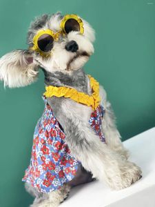 Vêtements pour chiens Summer Floral Halter Robe pour chiens Chat Vêtements pour animaux de compagnie Petite jupe Shnauzer Akita Pug T-shirt Chiot Vêtements mignons