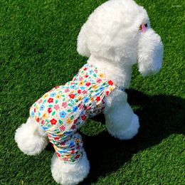 Vêtements pour chiens pyjamas floraux d'été pour suspense vêtements de chiot petit coton moustique mince pantalon pantalon chatte animal de compagnie