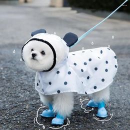 Vêtements pour chiens Summer Full Print Polka Dot Raincoat Pluie Tractable Deux pieds Pet Vêtements imperméables Cartoon Bear Rainy Day Artefact