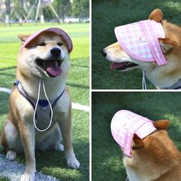 Hondenkleding zomer hoed zachte gesp aan aanpassing plaid print geen beperking lege bovenste bovenste zonnebrandwasbare winddichte riem huisdier honkbal pe
