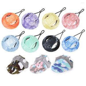 Appareils pour chiens chapeaux d'été avec trous d'oreille pour petits chiens moyens chats lié dye dye écran solaire baseball extérieur ajusté chihuahua toilettage