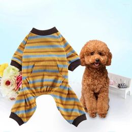 Vêtements pour chiens combinaisons d'été à rayures rond du cou rond chiens doux bodys à manches longues quatre jambes chiot non cardonneux