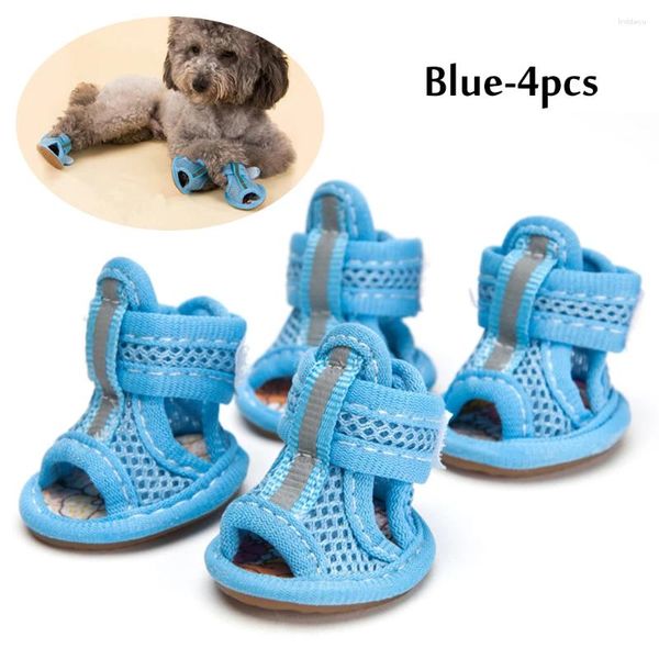 Ropa para perros malla de verano zapatos transpirables sandalias no slip protectores hembra ajustable para pequeños productos de cachorro de gato mascota