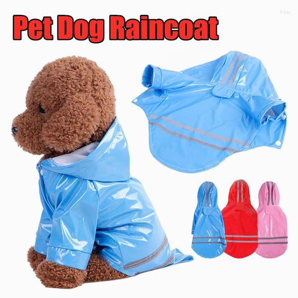 Chien Vêtements D'été En Plein Air Chiot Pet Manteau De Pluie S-XL À Capuche Imperméable Réfléchissant Vestes PU Imperméable Pour Chiens Chats Vêtements