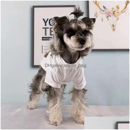 Ropa para perros Verano Ropa para mascotas Diseñador Abrigo Teddy Poodle Luxurys Cachorro Moda Camiseta Oso Impreso Carta Pure Cotton Drop Entrega Dh5Iu