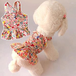 Vêtements pour chiens Vêtements d'été pour animaux de compagnie Sweet Floral Sling Robe Mince Jupe de crème solaire pour petits chiens moyens Teddy Bichon Poodle Princesse Mignon