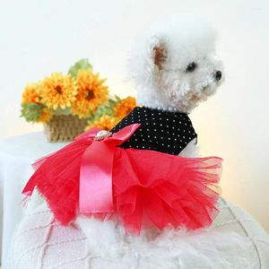 Hondenkleding zomer huisdierjurk mesh splicing outfit stijlvolle prinses met boogdecoratie comfortabel voor honden bruiloft
