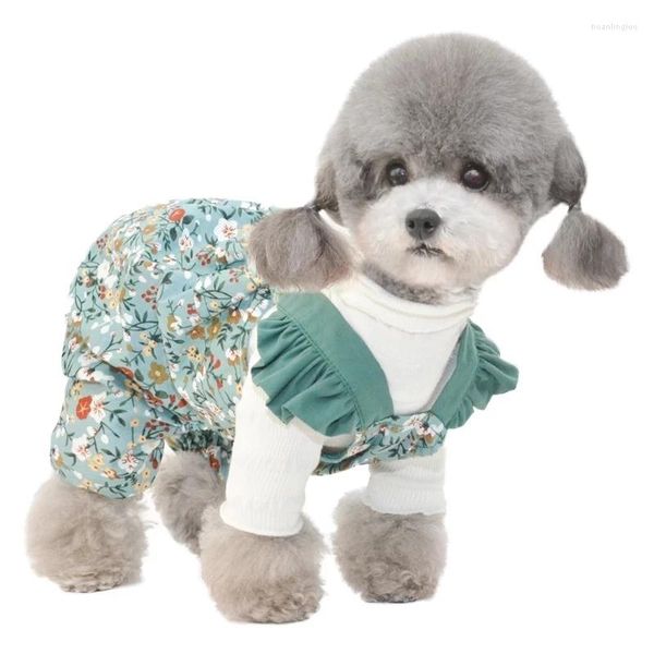 Ropa para perros Mono para mascotas de verano Ropa para perros pequeños Cachorro Hanbok Corea del Sur Camisa floral Monos Schnauzer Maltés Teddy Outfit
