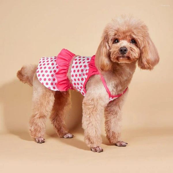 Vêtements pour chiens Summer Pet Outfit Coloré Polka Dot Maillot de bain Ensemble pour petits chiens Confortable Beachwear Bikini Robe Chats Mignons