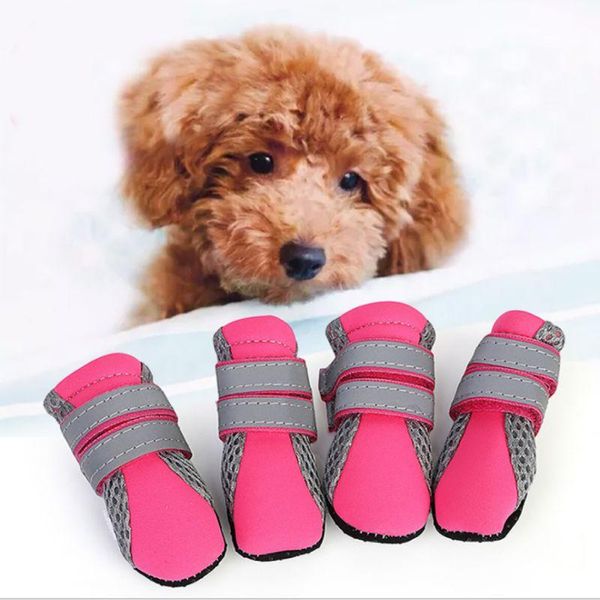 Vêtements pour chiens Summer Pet Chaussures 4pcs / Set Breathable Diving Tabrics Small Grand Dog Both Both Not Slip Reflective pour Chihuahua