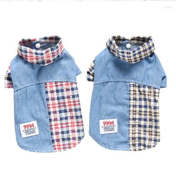 Vêtements pour chiens Été Plaid Petit Pardessus Rouge Bleu XS XXL Vêtements pour Chiot Chat Animal De Compagnie Tenue Chemise T Chihuahua Yorkshire