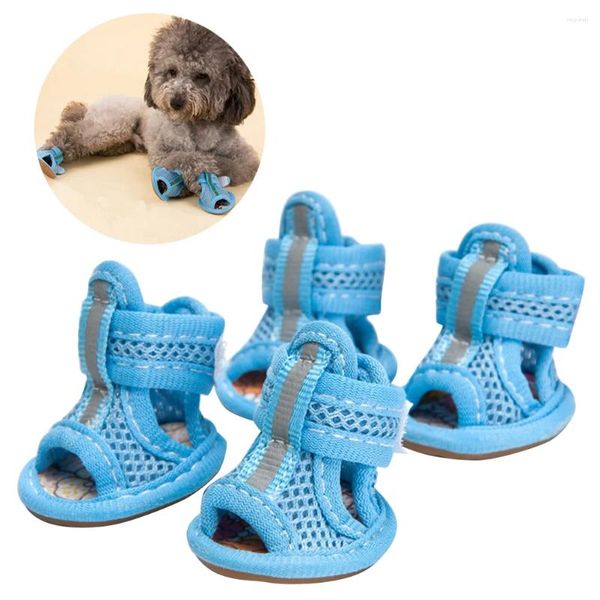 Chaussures d'été de vêtements pour chiens pour petits chiens - 4pcs sandales en maille respirante chiot