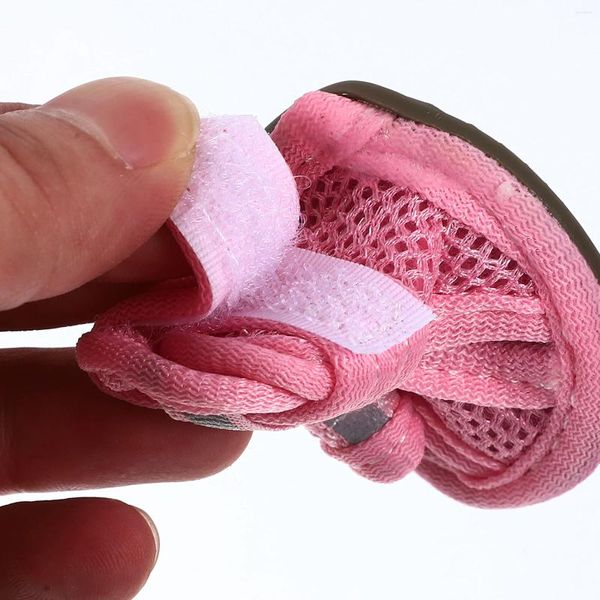 Ropa para perros Zapatos de verano para perros pequeños: 4 piezas Sandalias de malla transpirable Anti-Sneakers Cachorro