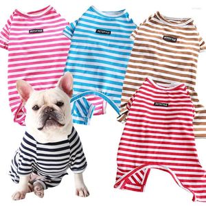 Vêtements de chien Summer Summer XS-2xl petites combinaisons moyennes 4 coton à pattes respirant animal de compagnie de sommeil porte du pyjamas de taureau français