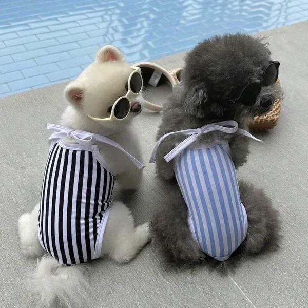 Vêtements pour chiens Stripe Stripe Pet Vêtements en une pièce Suite de maillot de bain en peluche en peluche