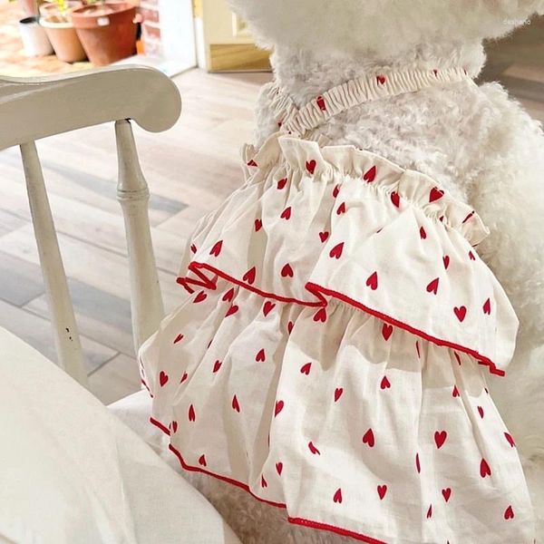 Vêtements pour chiens Summer Sweet Love Cake Jupe Pet Princesse Robe Chiot Chat Vêtements Mince Respirant Bichon Maltais Petit