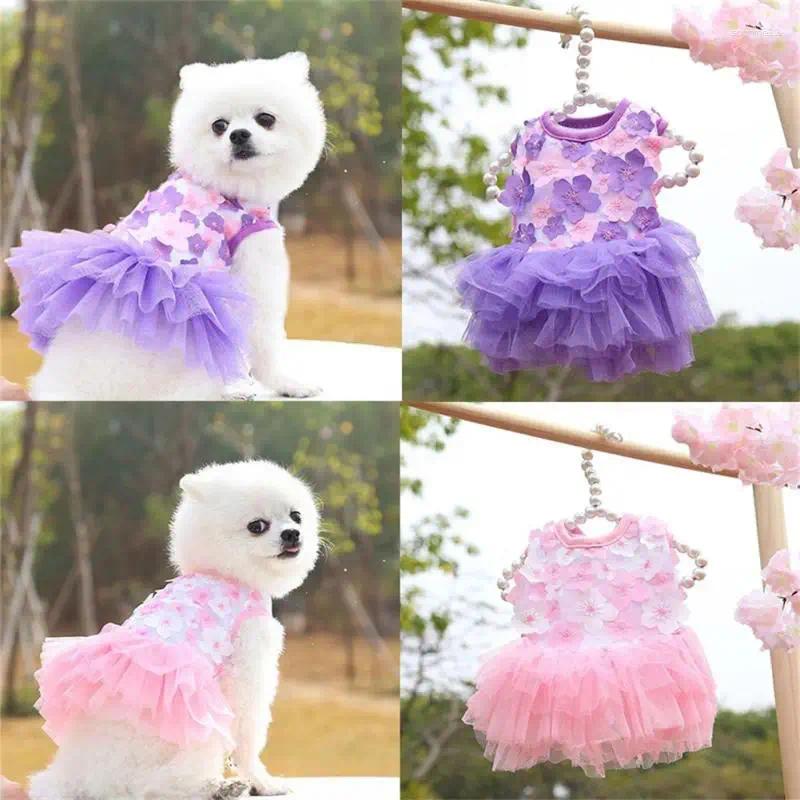 Psa odzież Summer Sweet Princess Stripe Puppy Spódnica kota ubrania brzoskwiniowe kwiat Pet Chihuahua York Suknie ślubne yzl