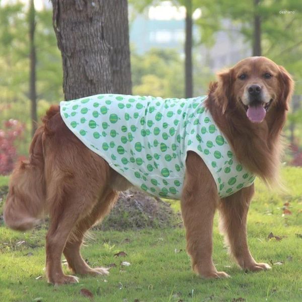 Ropa para perros verano delgada gran camisa de impresión malla transpirable gran chaleco de mascotas Golden Retriever Labrador Disfraces de ropa