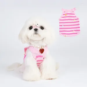 Hondenkleding Zomer Dunne vesten Kleding Huisdier Kat Schattig roze gestreept vest Koeling Puppy Kitten Kleding Comfortabel kostuum van hoge kwaliteit