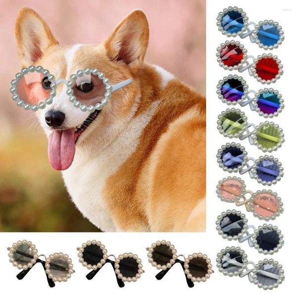 Ropa para perros Gafas de sol Lujosas gafas de perlas Productos de fiesta para cosplay Pequeño tocado Cat Pografía Accesorios Accesorios para mascotas