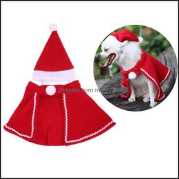 Hondenkleding levert huisdier home tuin kerst kostuum warme cape kattenkleding puppy santa hoed met schattige mantel decor honden jk2011xb Drop Deli