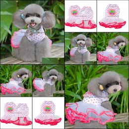 Suministros de ropa para perros Pet Home Garden Little Cat Princess Cherry Ice Cream Tutu Vestidos Cachorro Falda de boda Ropa Lace Drop Delivery 2021