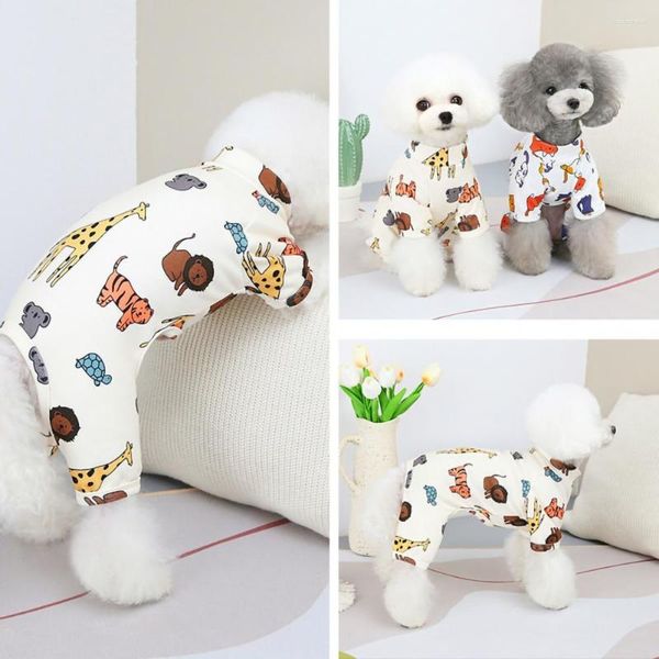 Ropa para perros Mameluco absorbente para el sudor Pijamas con estampado de animales de dibujos animados Manga corta Moda Primavera Verano Mono para mascotas para interiores