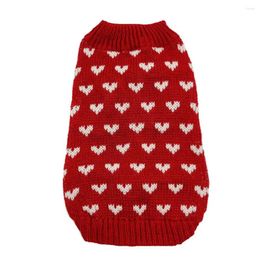 Pull de vêtements pour chiens adorable motif cardiaque pour animaux de compagnie Tricots Valentin Day Vêtements pour petits chiens moyens à la mode confortable