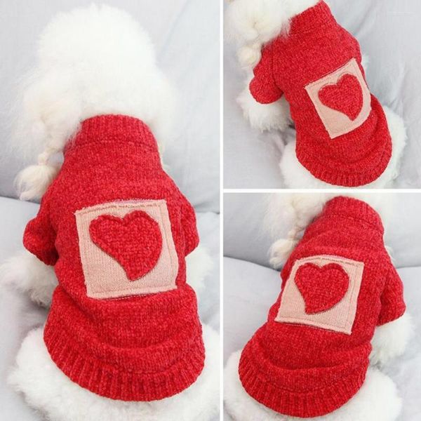 Ropa para perros Suéter Encantador Amor Patrón de corazón Amigable con la piel 2 patas Invierno Cálido Gato Jersey Decoración Vestido para mascotas Up260F