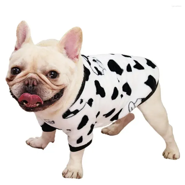 Poppón de ropa para perros Cubricante decorativo Neck Cute Flannel Black White vaca para caminar