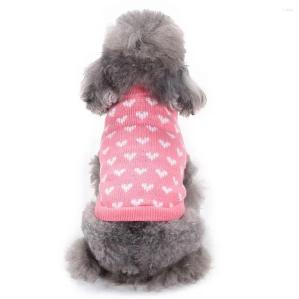 Suéter de ropa para perros mascota enérgica patrón de corazón adorable ropa de día de punto de punto