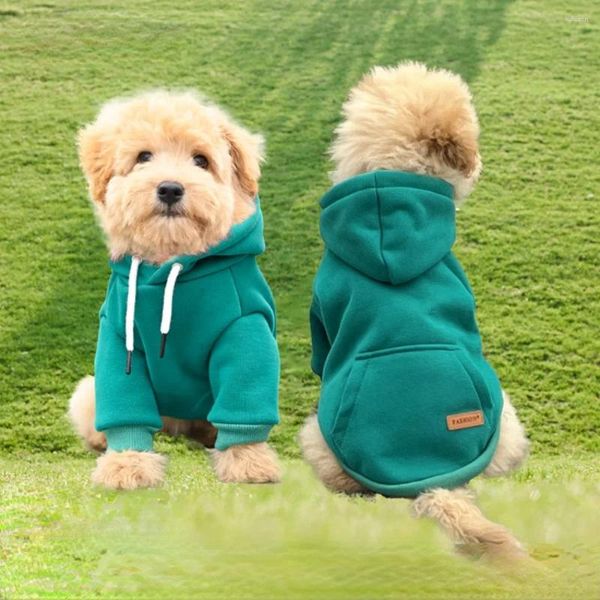 Pulls de vêtements pour chiens Sweat à capuche Solide Doux Sweat-shirt en polaire brossé avec poche pour chiens