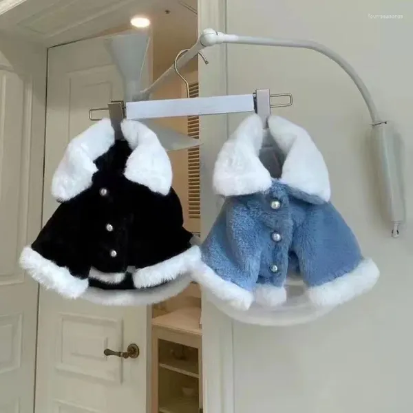 Ropa para perros Dulce Kawaii Color Sólido Chaqueta de felpa Ropa Otoño e Invierno Espesado Calor Schnauzer Abrigo Collar de solapa