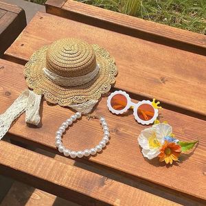 Vêtements pour chiens Sweet Lace Hat Retro Farmer Cat Sun Sun Plaw Catch pour petit animal de compagnie pour animaux de compagnie chaton ACCESSOIRES SUMBRES CUPER