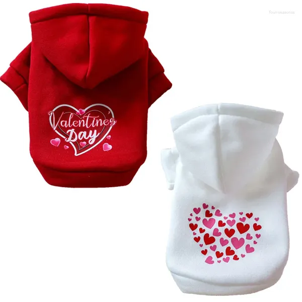 Vêtements pour chiens Sweat à capuche doux Pull à capuche Vêtements d'hiver Rouge Blanc Saint Valentin Chiot Manteau à capuche pour petits chiens Teckel Sweat-shirt pour animaux de compagnie XL