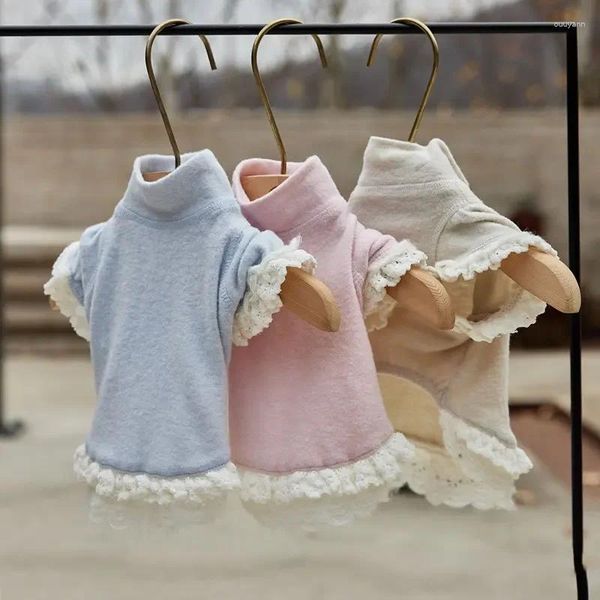 Vêtements pour chiens Vêtements d'hiver doux Mode Chemise en dentelle Chemise Petit Chat Deux pieds Princesse Style Teddy Vêtements de créateurs